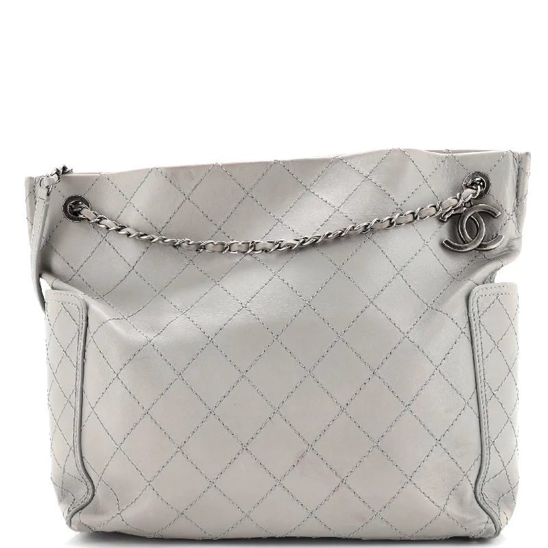 CC Pocket Shoulder Bag Quilted Calfskin Large
