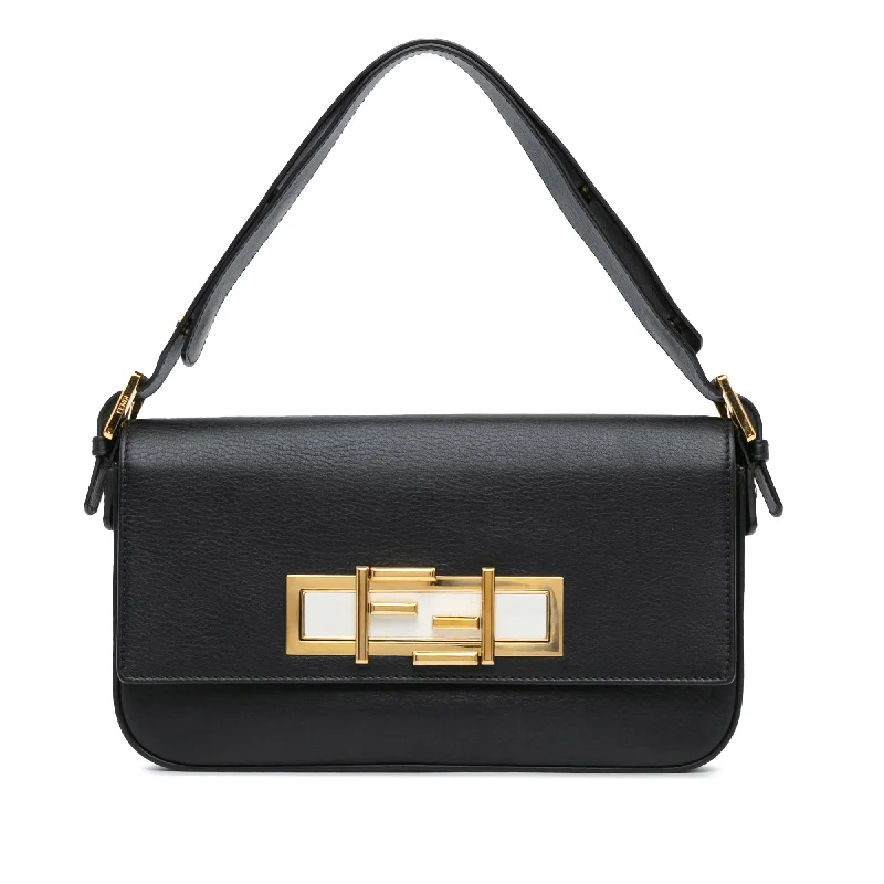 Black Fendi Leather 3Baguette Shoulder Bag