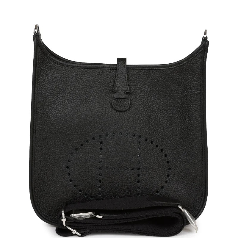 Easy - to - Clean Hermes Bags for Busy LifestylesHermes Evelyne PM Black Clemence Palladium Hardware